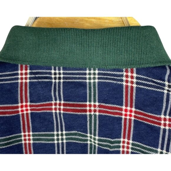 Vintage Tommy Hilfiger Polo Shirt Men XL Plaid Green Collar XL Navy Red Green - Picture 3 of 10